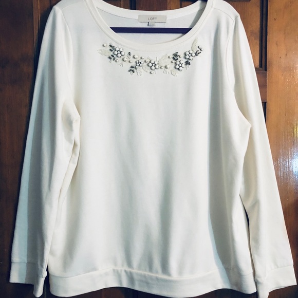 LOFT Beaded Sweatshirt Top - Picture 2 of 7